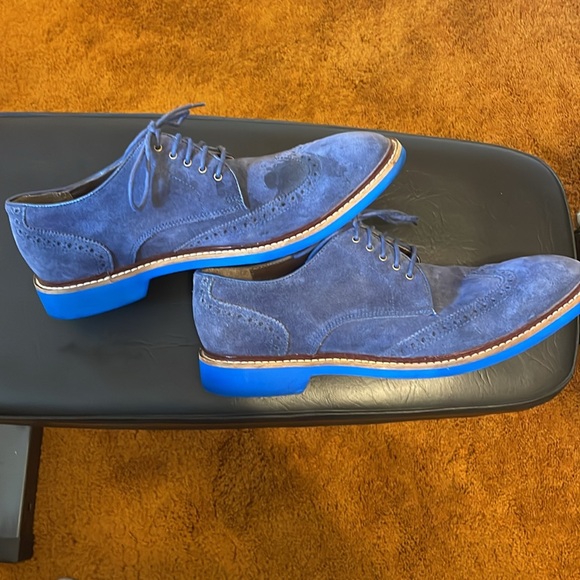 Blue suede Cole Haan dress shoes. - Picture 2 of 7